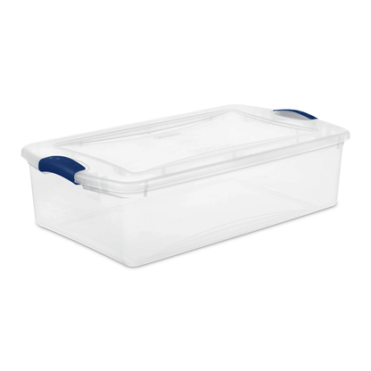 32 Quart Latch Box, Clear Plastic Storage Bin with Clear Lid
