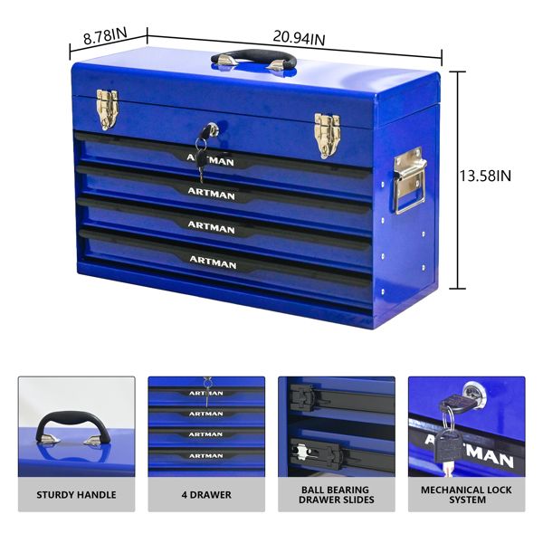 Heavy Duty 20-inch Metal Tool Box With Drawers