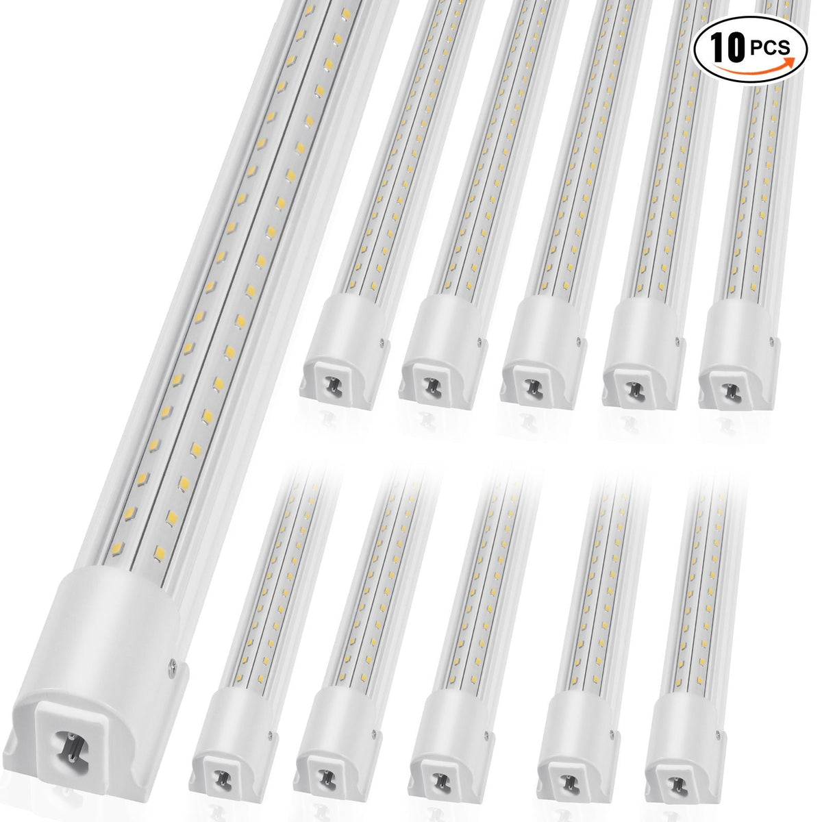 10 Pack LED Shop Light 4 FT 40W Linkable Light Fixture 6500 LM 59 in Power Cords with ON/OFF Switch