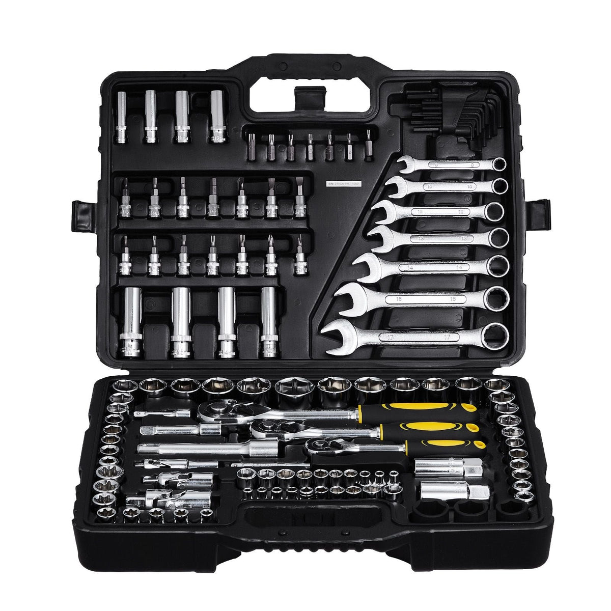 121-Piece Mechanics Tool Set 1/4" 3/8" 1/2" Drive Sockets SAE and Metric Mechanic Tool Kit