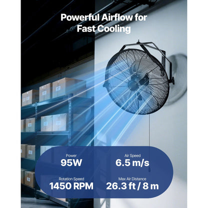 18 Inch Industrial Wall Mount Fan High Velocity 4000 CFM Fan with 3 Speeds