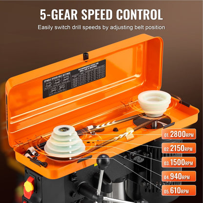10 in Benchtop Drill Press Tabletop Drilling Machine with Adjustable Speed