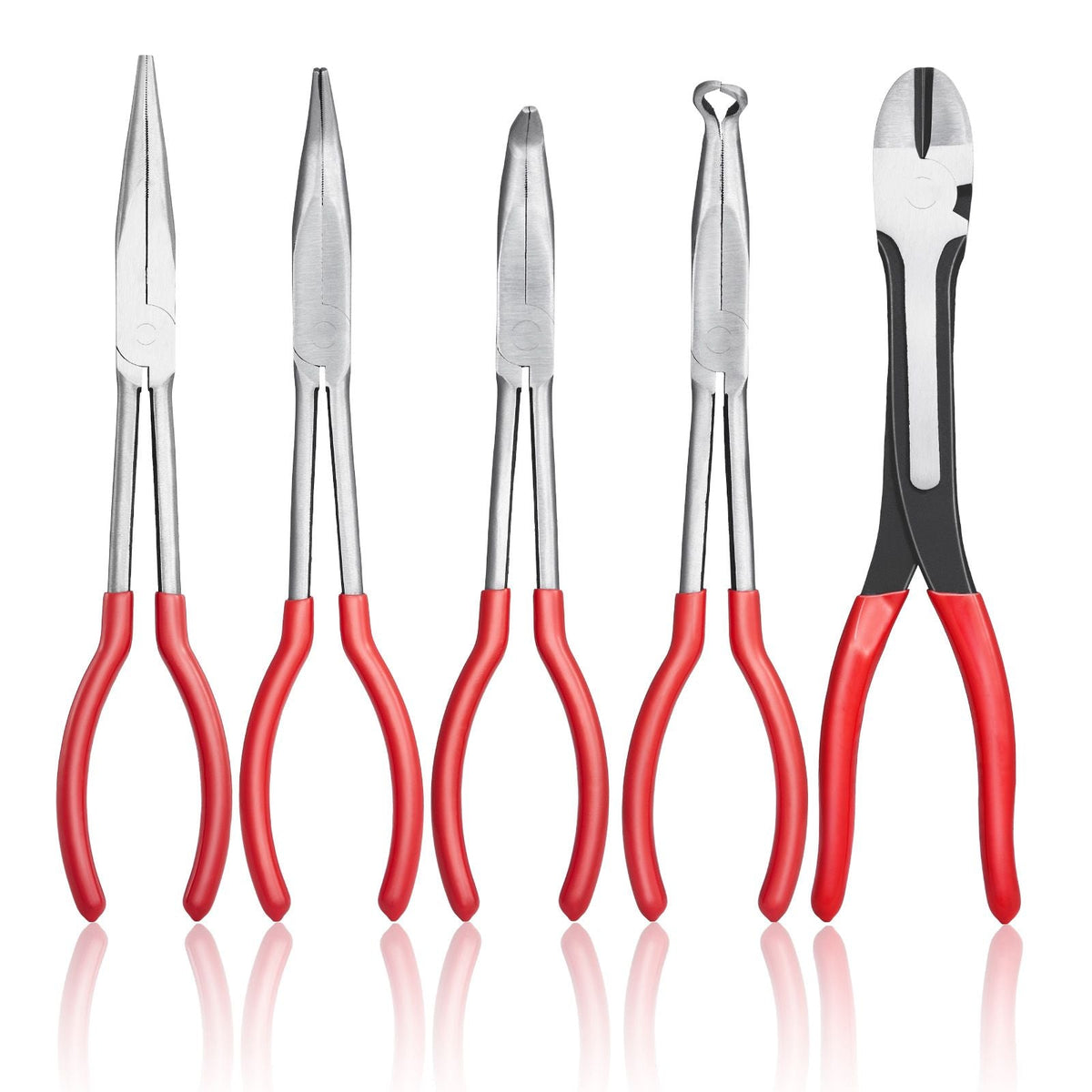5-Piece Needle Nose Pliers 11 in Long Needle Nose Pliers Set Professional Pliers Set with Storage Bag