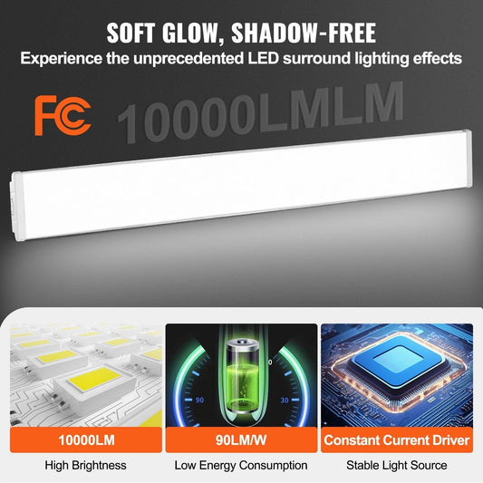 8FT LED Wraparound Light 110W 10,000LM Flush Mount LED Shop Light 4 Pack 6500K Daylight