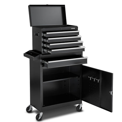 Rolling Tool Chest 5 Drawers Tool Cabinet Organizer with Detachable Top Metal Toolbox