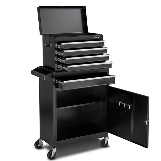 Rolling Tool Chest 5 Drawers Tool Cabinet Organizer with Detachable Top Metal Toolbox