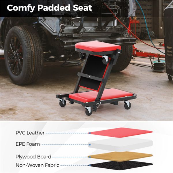 Foldable Garage Creeper with Padded Seat