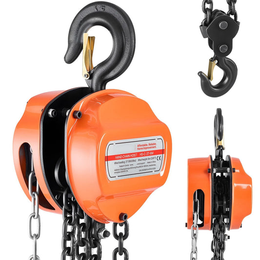 Heavy Duty Hand Chain Hoist 3 Ton 6600 lbs Capacity with Upgraded G80 Galvanized Chain 20 ft Lifting Height