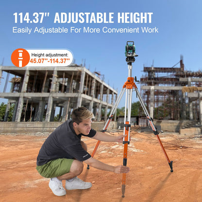 Laser Level Tripod Stand 5/8"-11 Thread Mount 45.07-114.37 in Adjustment Heavy Duty Survey Tripod with Level Bubble & Diffusion Limiter