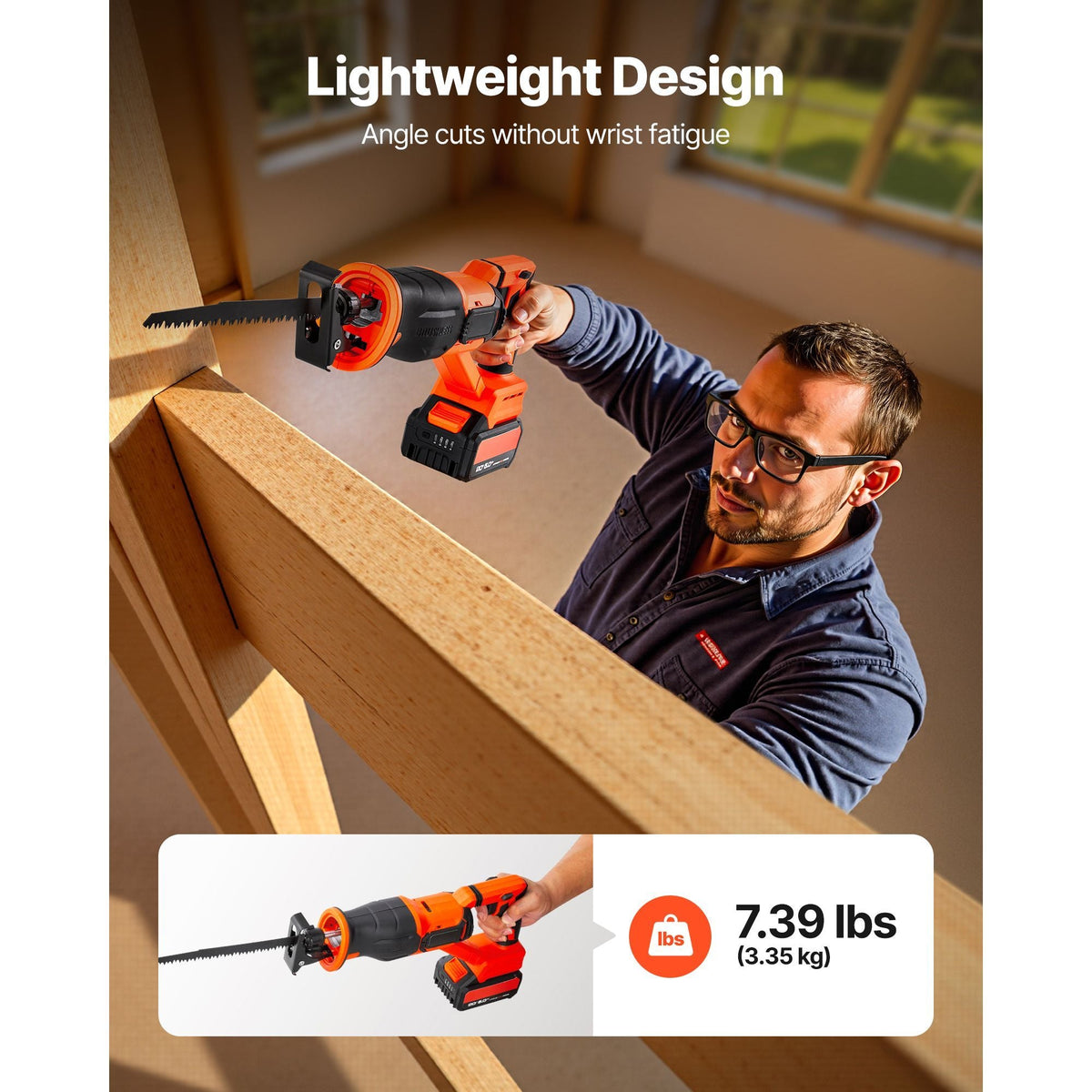 Cordless Reciprocating Saw 20V Variable Speed Reciprocating Saw with Battery, Charger, 8 Blades, and Carrying Bag