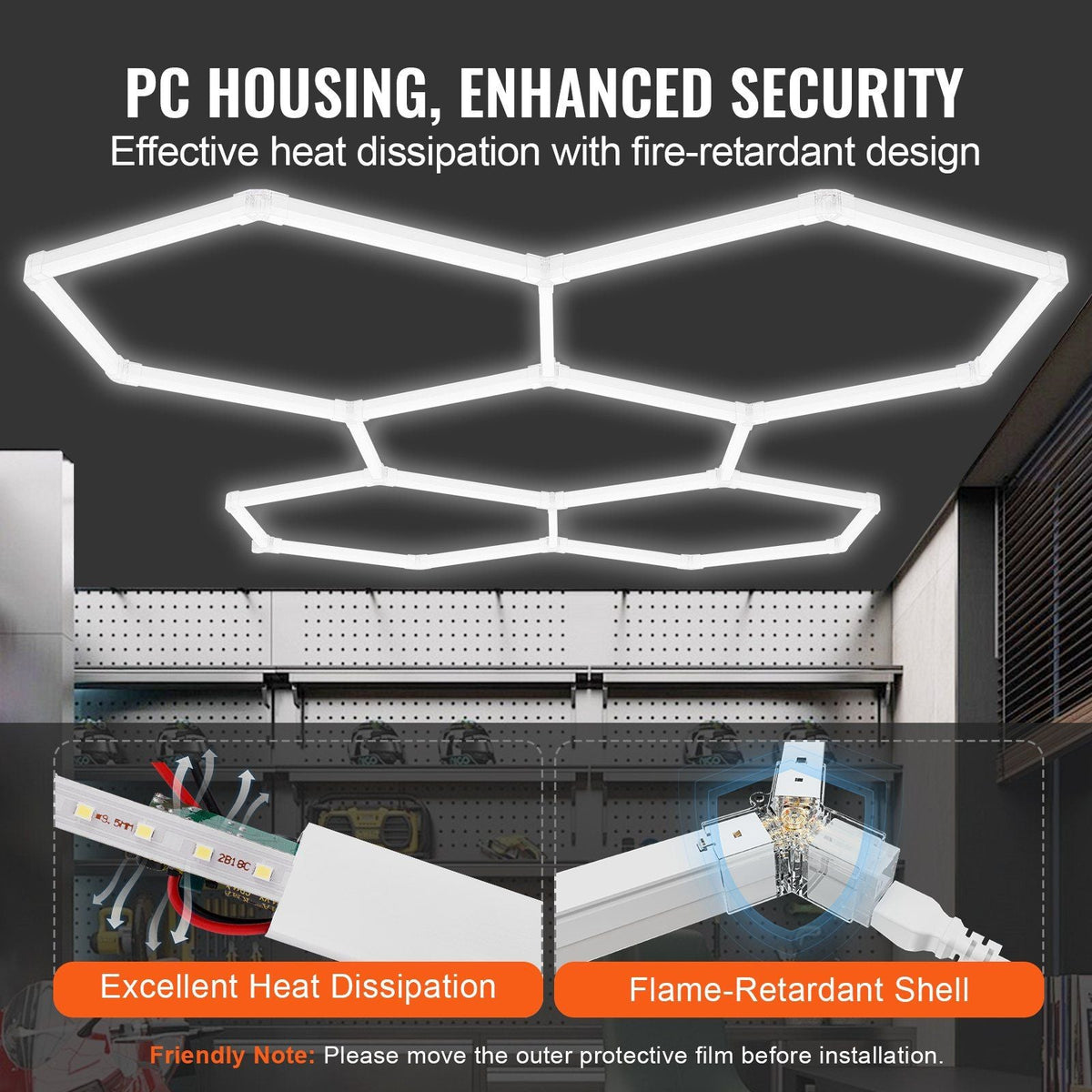 Hexagon Garage Lights 26,400LM 6500K 5 Grid Systems Honeycomb Garage LED Lights
