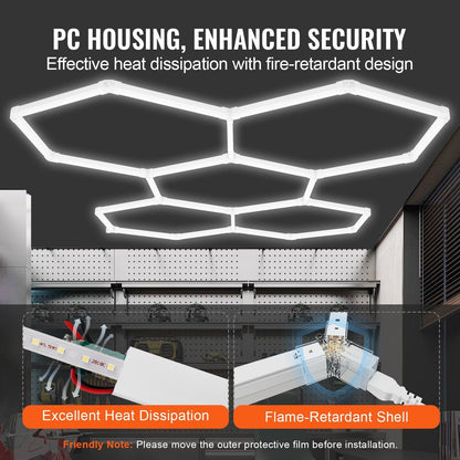 Hexagon Garage Lights 26,400LM 6500K 5 Grid Systems Honeycomb Garage LED Lights