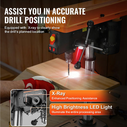 10 in Benchtop Drill Press Tabletop Drilling Machine with Adjustable Speed