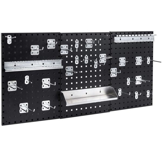 Black Wall-Mounted Pegboard Wall Organizer Kit 4 ft.Metal