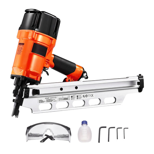 Framing Nailer 2" to 3-1/2" 21 Degree Full Round Head Pneumatic Framing Nailer with Dual Trigger Modes & Tool-Less Depth Adjustment