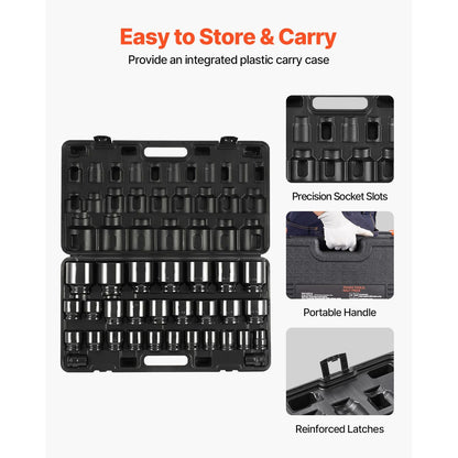 Impact Socket Set 3/4 Inches 29 Piece 6-Point Sockets SAE 3/4 inch - 2-1/2 inch with Storage Cage