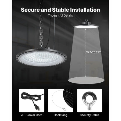 6 Pack LED High Bay Lights 5000K 150W 21000LM Super Bright LED Warehouse Shop Lights