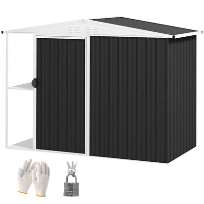 8 x 4ft Outdoor Garden Shed Metal Storage Shed with Air Vents and Lockable Door
