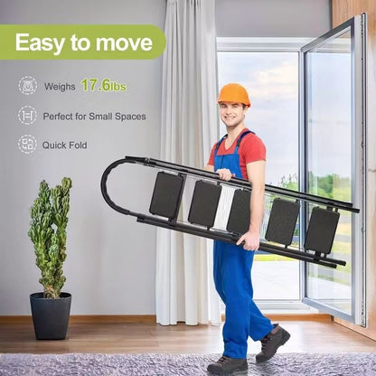 5 Step Ladder with Anti-Slip Pedals Foldable Steel Step Stool with Tool Tray 300LBS Capacity