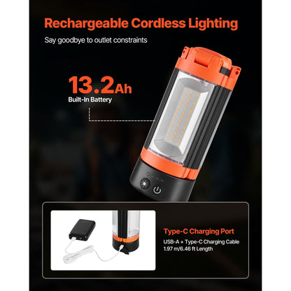 LED Work Light with Stand 13.2Ah Rechargeable Cordless Light Lumens 3000K-6500K Dimmable