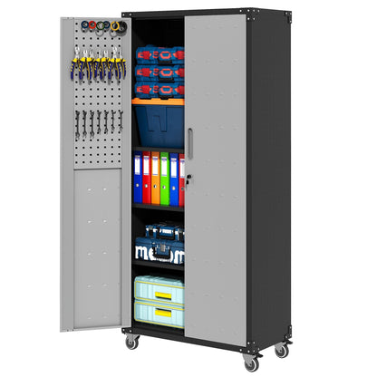 71" Metal Garage Storage Cabinet with Wheels Heavy-Duty Tool Storage Cabinet