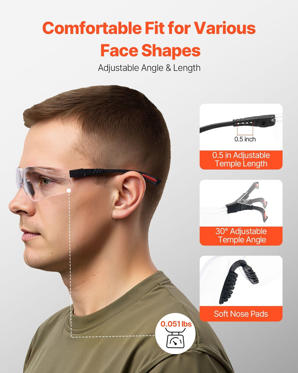 Safety Glasses Anti-Fog and Scratch-Resistant Clear Lens