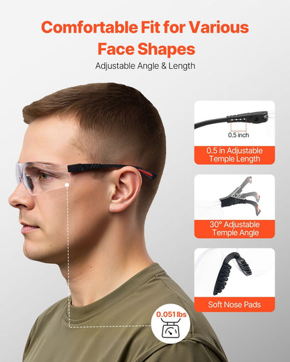 Safety Glasses Anti-Fog and Scratch-Resistant Clear Lens