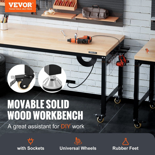 Adjustable Workbench 72" L X 25" with 28-39.5" Adjustable Heights & 3000 LBS Load Capacity