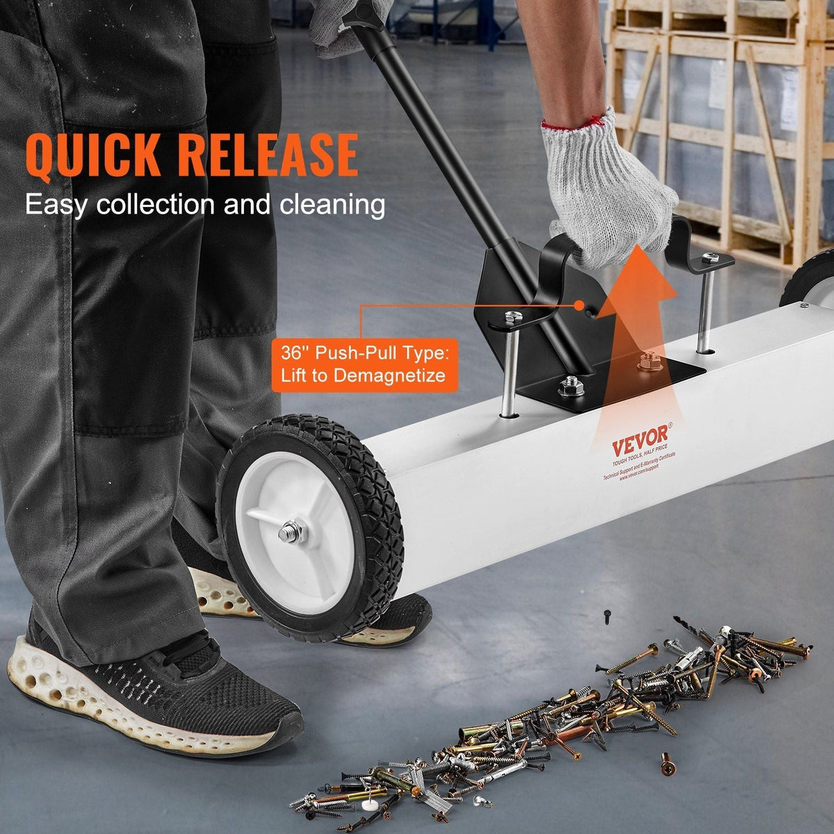 24-Inch Magnetic Sweeper with Wheels 50 lbs Capacity