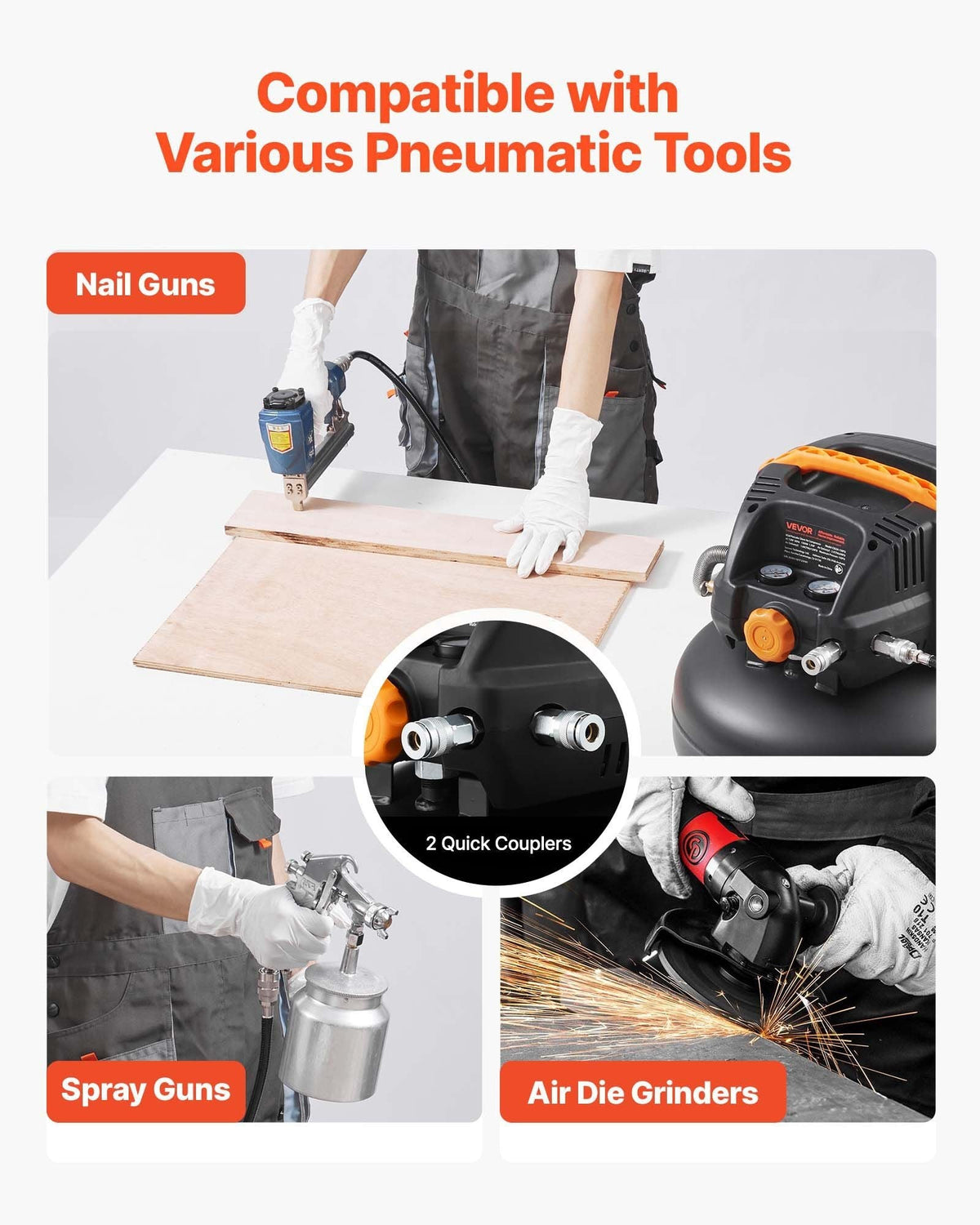 6 Gallon Portable Pancake Air Compressor & 150PSI Max Pressure Kit