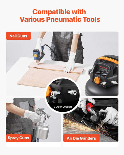 6 Gallon Portable Pancake Air Compressor & 150PSI Max Pressure Kit
