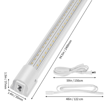 10 Pack LED Shop Light 8 FT 80W Linkable Light Fixture 10000 LM 59 in Power Cords with ON/OFF Switch