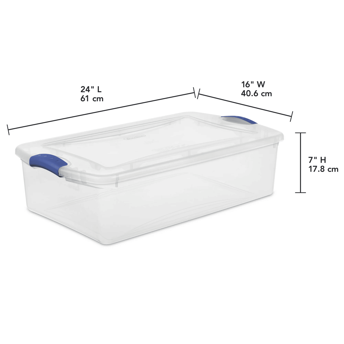 32 Quart Latch Box, Clear Plastic Storage Bin with Clear Lid