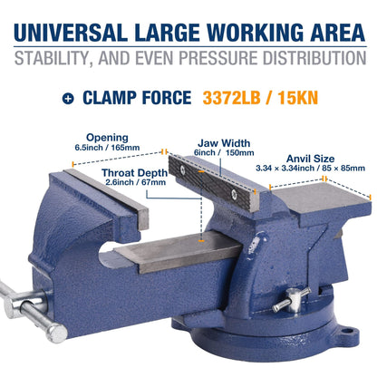 Bench Vise, Jaw  Swivel Base Clamp On Vice Table Vise Heavy Duty Bench Vise