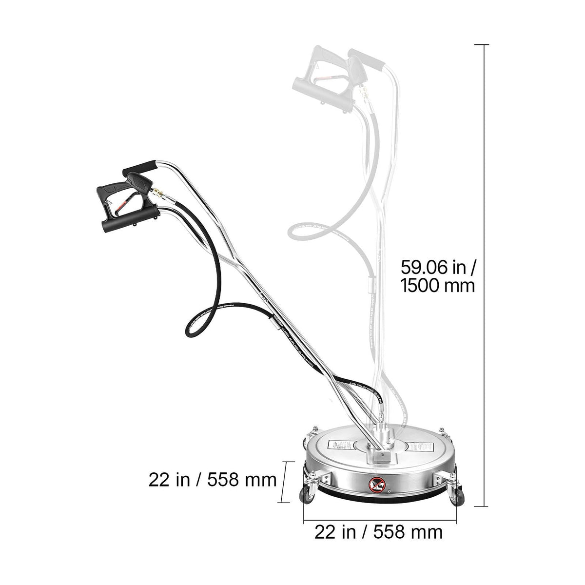 22" Pressure Washer Surface Cleaner Stainless Steel Pressure Washer 4500 Max PSI