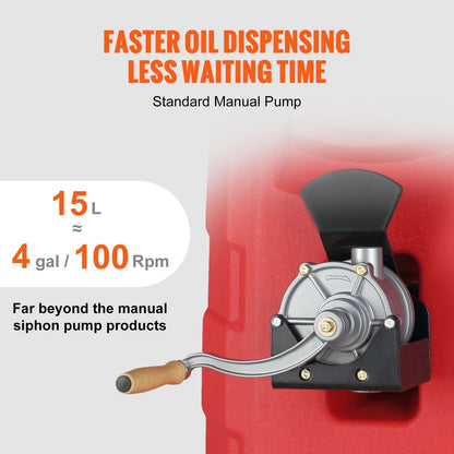 16 Gallon Fuel Caddy Portable Gas Storage Tank Container with Hand Pump