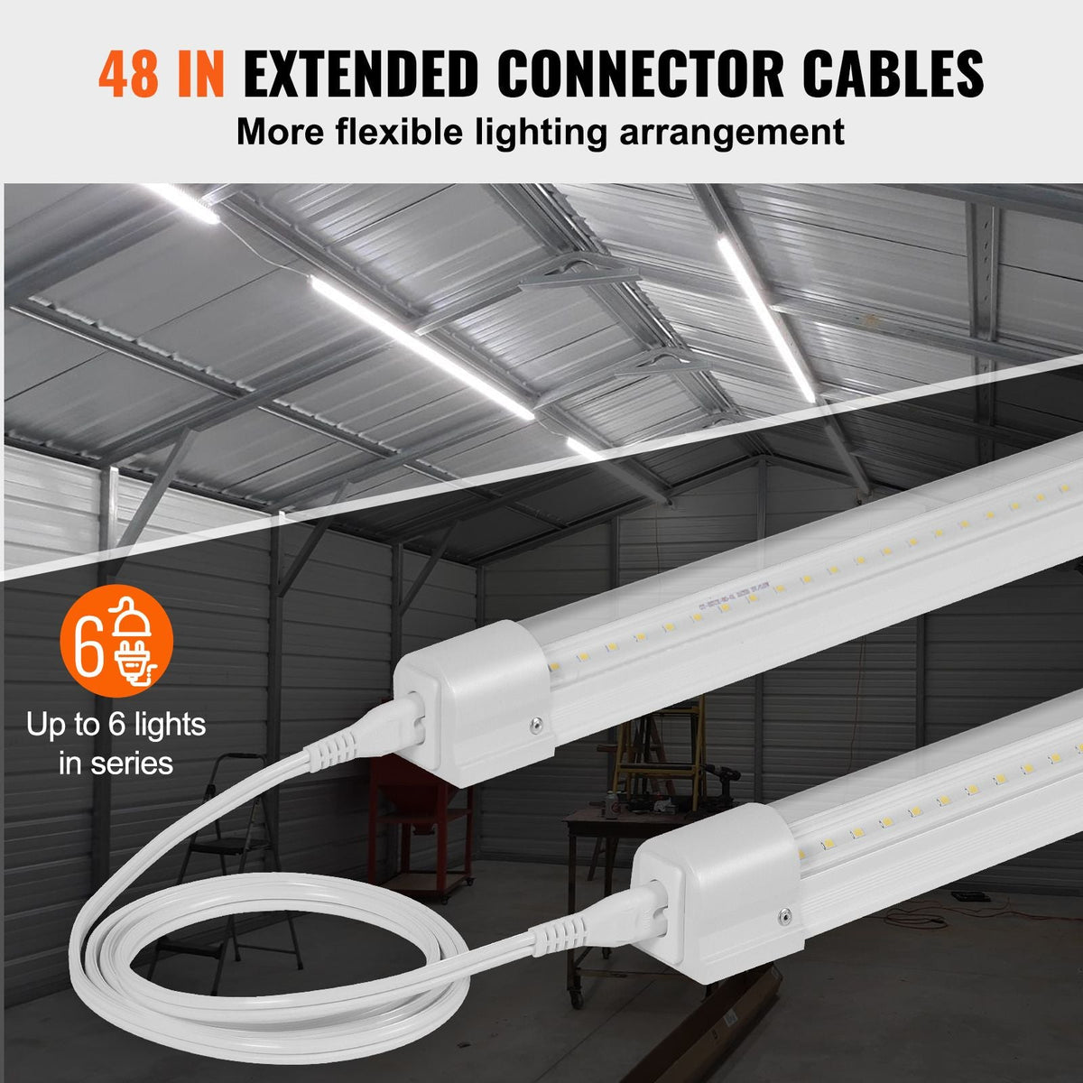 10 Pack LED Shop Light 4 FT 40W Linkable Light Fixture 6500 LM 59 in Power Cords with ON/OFF Switch
