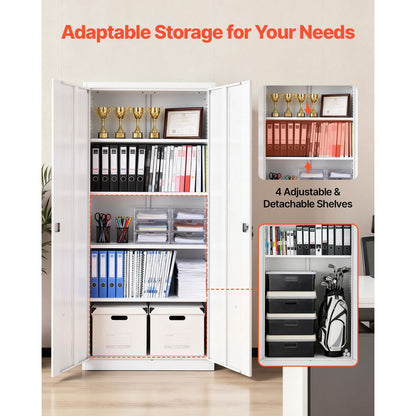 Metal Storage Cabinet 68.9 in Lockable Garage Cabinet with 4 Adjustable Shelves