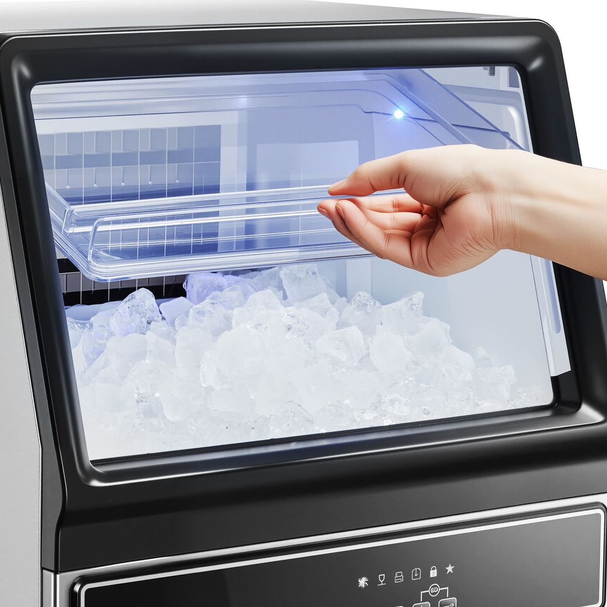 Commercial Ice Maker Machine with Pump 130Lbs/24H with 33Lbs Storage Freestanding & Under Counter Ice Maker