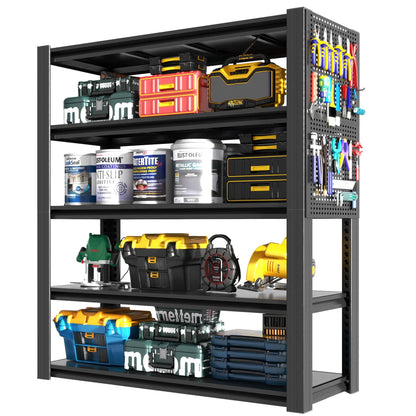 72"H 5-Tier Adjustable Heavy-Duty Shelving with Pegboard Industrial Storage Rack for Garage 23.6"D x 47.2"W x 72"H