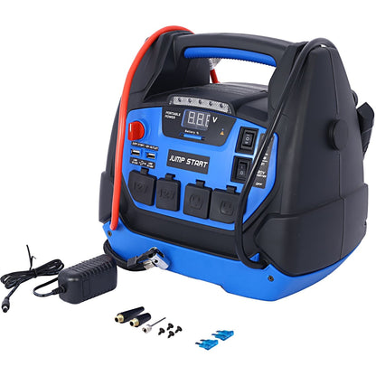 Rechargeable Jump Starter for Gas Diesel Vehicles 1800 Amps with Air Compressor and Power Bank