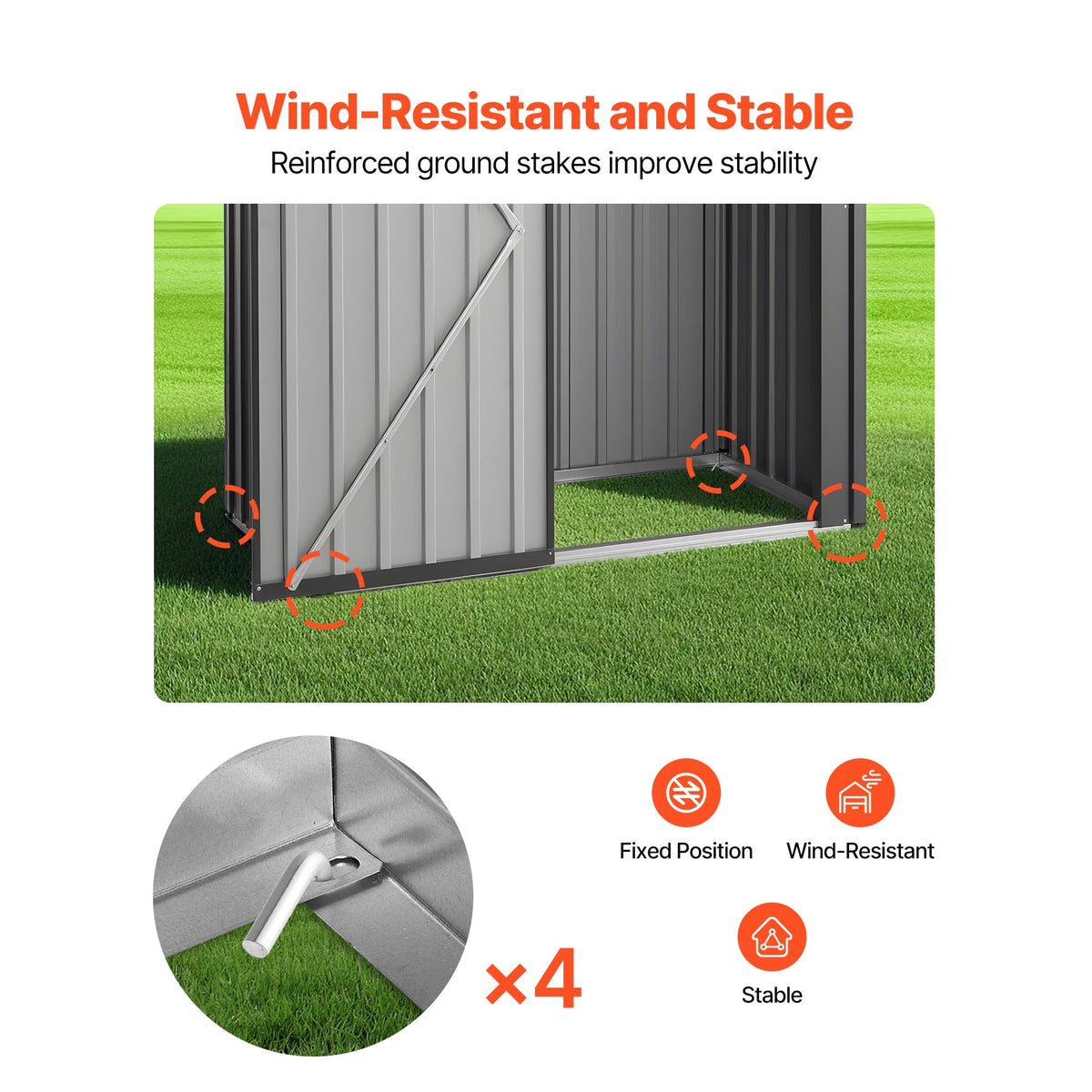 5 x 3 FT Metal Garden Shed Storage Building with Lockable Door & 2 Louver Vents