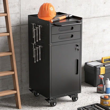 34.3" Narrow Rolling Tool Cabinet Garage Storage with Lockable Door Slim Metal Organizer