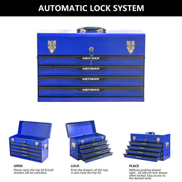 Heavy Duty 20-inch Metal Tool Box With Drawers