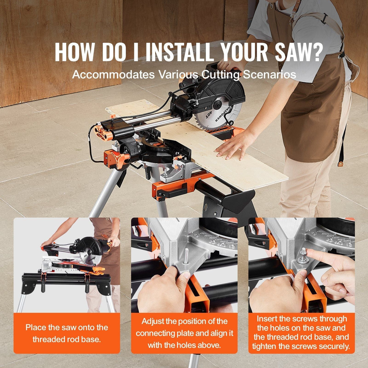 Miter Saw Stand 330lbs Load Capacity Steel Collapsible Stand