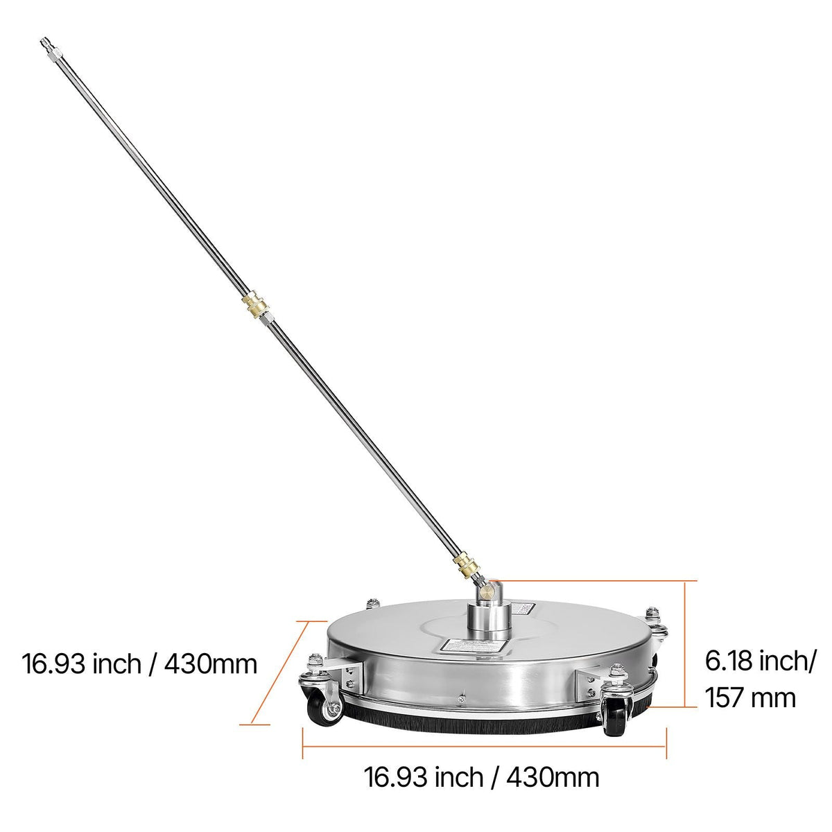 16.5" Pressure Washer Surface Cleaner Stainless Steel Pressure Washer Attachments 4000 Max PSI