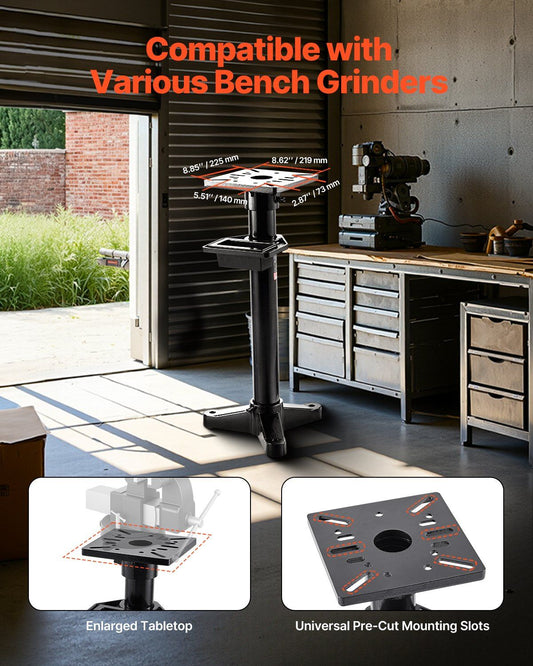 Heavy-Duty Bench Grinder Pedestal with 10.6" x 10.6" Mounting Plate
