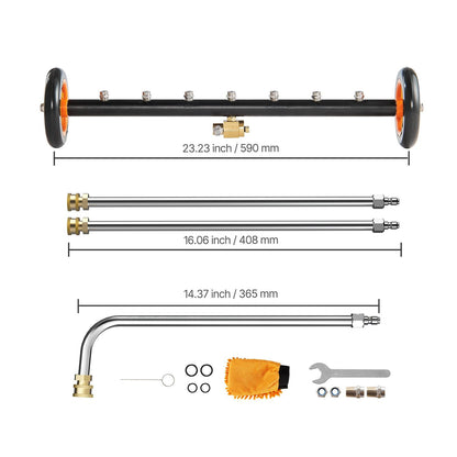24" Pressure Washer Undercarriage Cleaner Stainless Steel Surface Cleaner for Pressure Washer 4000 Max PSI