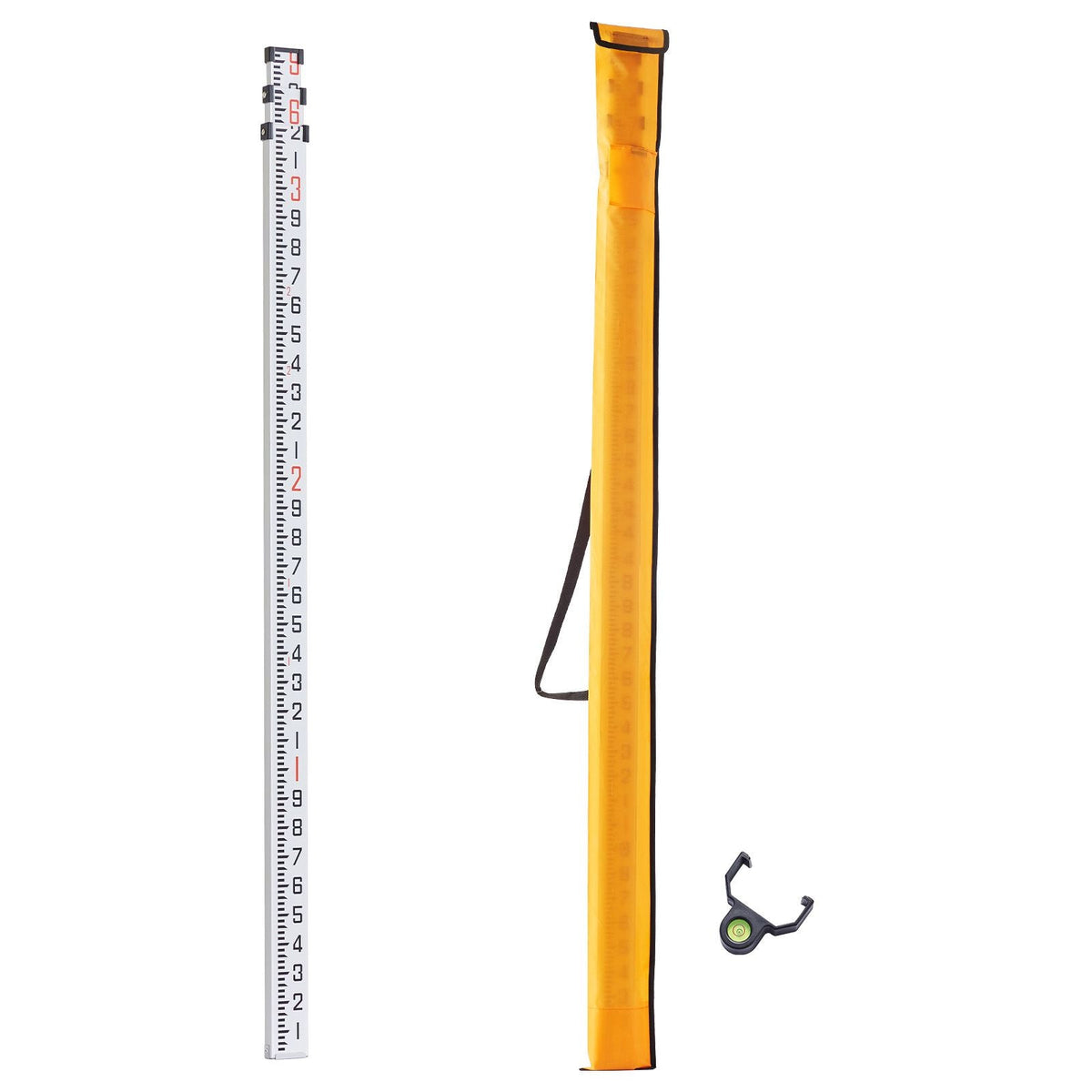 Aluminum Grade Rod 9-Feet/10ths Telescopic Measuring Double-Sided 1/10ft Leveling Rod Stick