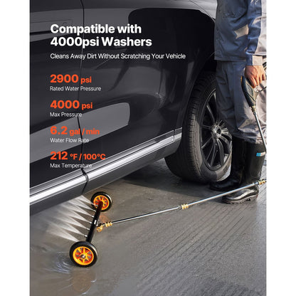 24" Pressure Washer Undercarriage Cleaner Stainless Steel Surface Cleaner for Pressure Washer 4000 Max PSI